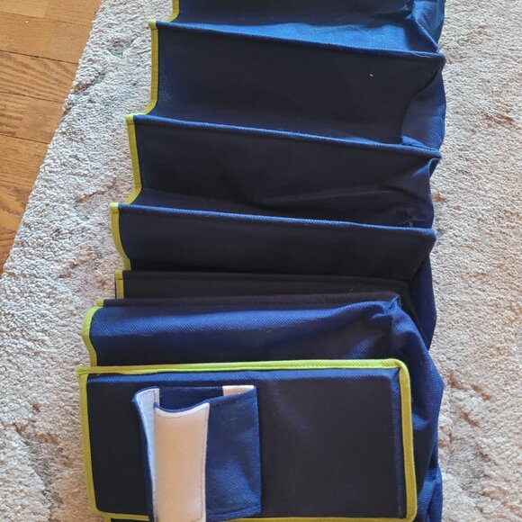 Hanging Shoe Closet Organizer | 10-Shelf | Side Pockets | Blue/Green - Picture 2 of 6